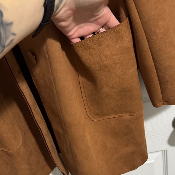 Magaschoni Tan Suede Trench Coat - Picture 5 of 7